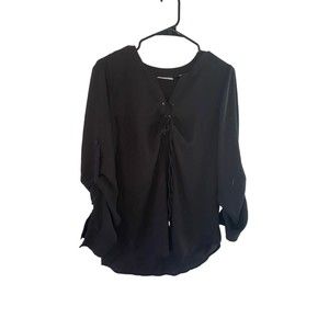 New York And Company Tie Front Blouse Women’s M Black
